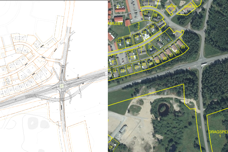 Kartbild som visar var cirkulationsplatsen ska byggas